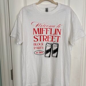 White "Mifflin Street Block Party" Graphic Tee